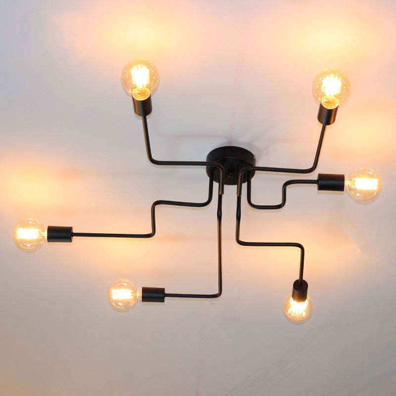 Vintage Modern Minimalist Industrial Metal Black Ceiling Lamp