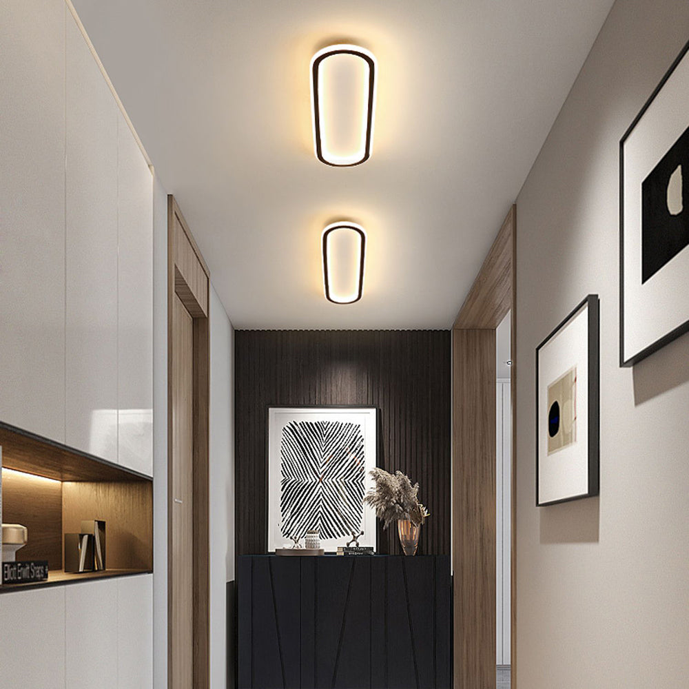Quinn Modern Rectangular Flush Mount Ceiling Light Black Gold Acrylic Metal Living Room