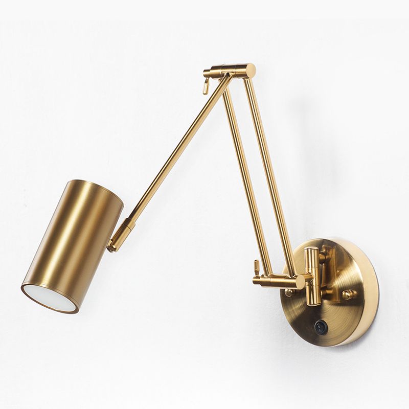 Freja Wall Lamp Cylindrical Adjustable Lamp Pole Metal Brass, Bedroom