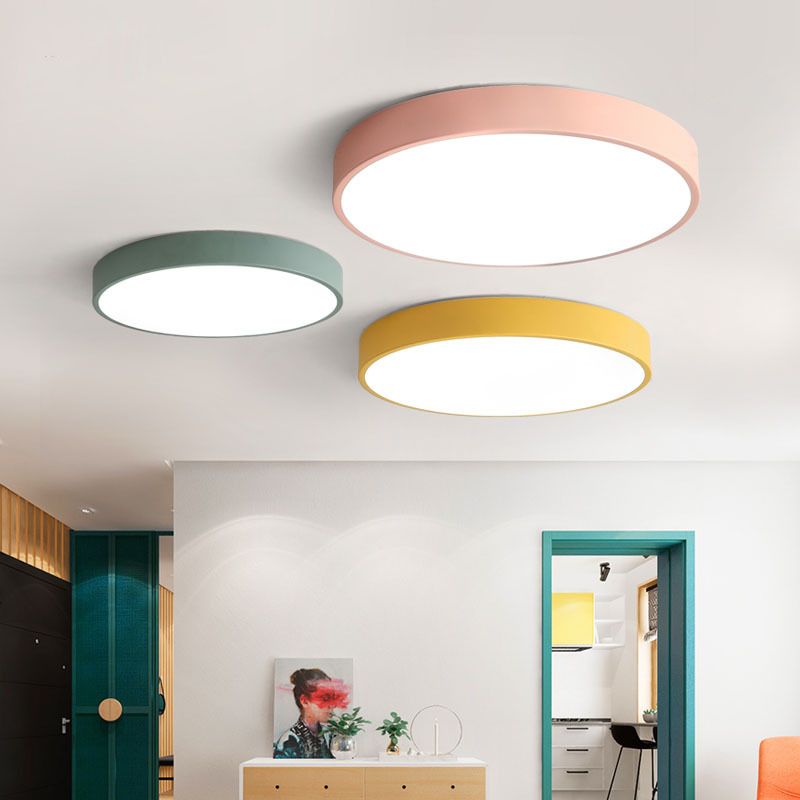 Morandi Ceiling Light Rond Flush Mount, Yellow/Blue/Green/Pink/Grey, Bedroom