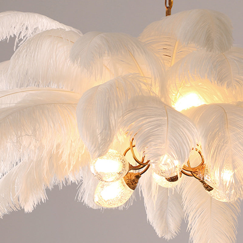 O'Moore Nordic Luxury Pendant Light, Brass/Feather