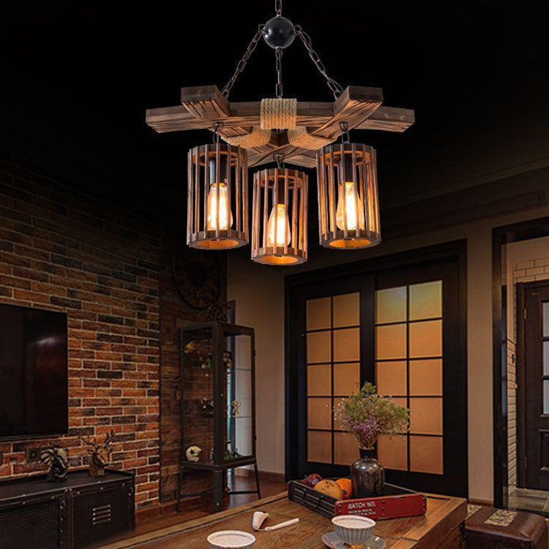 Austin Retro LED Chandelier Wood Restaurant/Living Room/Bar