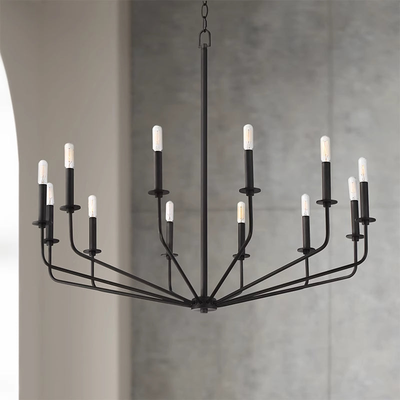 Alessio Modern Industrial LED Chandelier Black Metal  Living Room