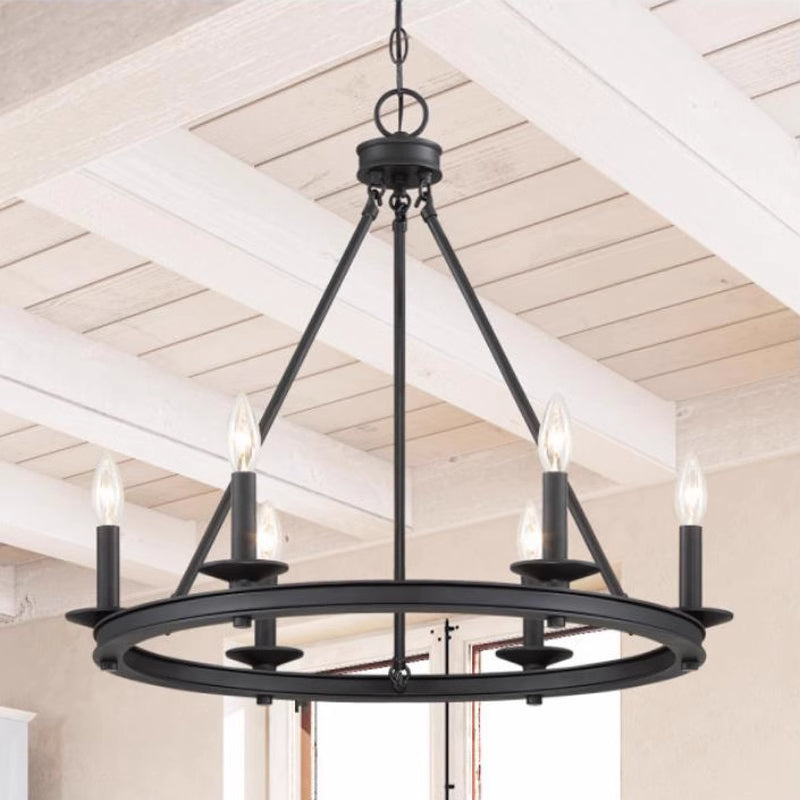 Silva Modern Candles Chandelier Black Metal Living Room/Bedroom