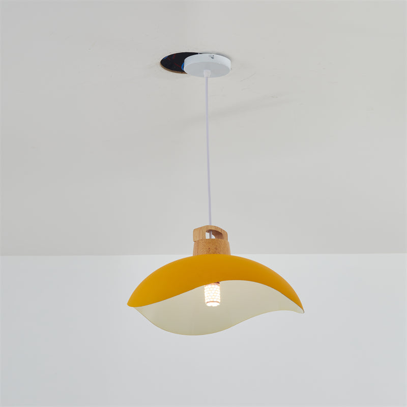 Morandi Colorful Shade Single Pendant Lights, Wood & Metal