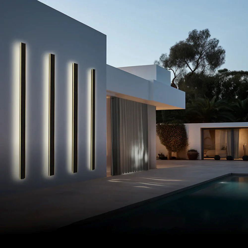 Edge Minimalist Linear Metal Outdoor Wall Lamp, Black, Balcony/Terrace