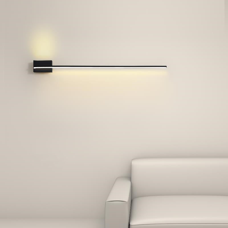 Edge Minimalist Linear Metal Vanity Wall Light, Black,  Bathroom