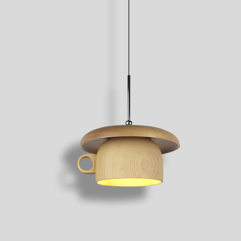 Hailie Vintage Wood Cup Pendant Light Bedroom