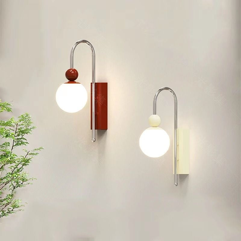 Morandi Modern LED Indoor Wall Lamp Red/Coffee Metal/Glass Bedroom