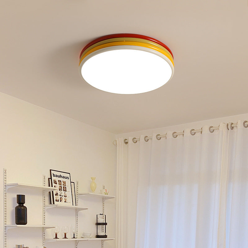 Quinn Modern LED Flush Mount Ceiling Light Red Living Room Bedroom