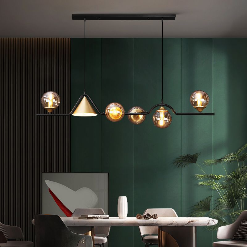 Edge Modern LED Pendant Light Black/Gold Glass Living Room/Bedroom