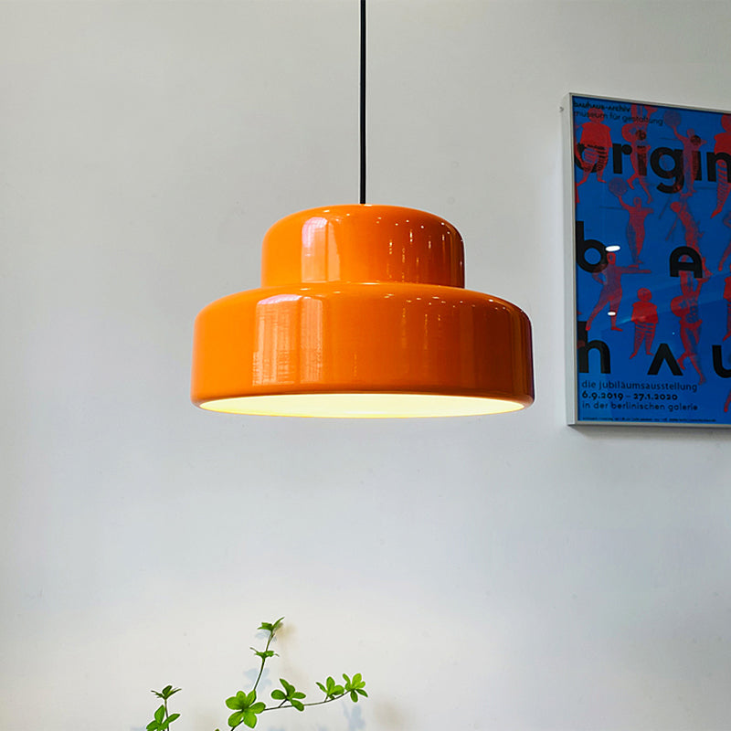 Leilani Single Head Vintage Pendant Light Orange Metal Dining Room