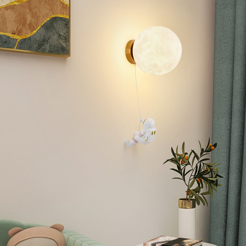 Fateh Modern Moon LED Indoor Wall Lamp White Resin Kid's Room