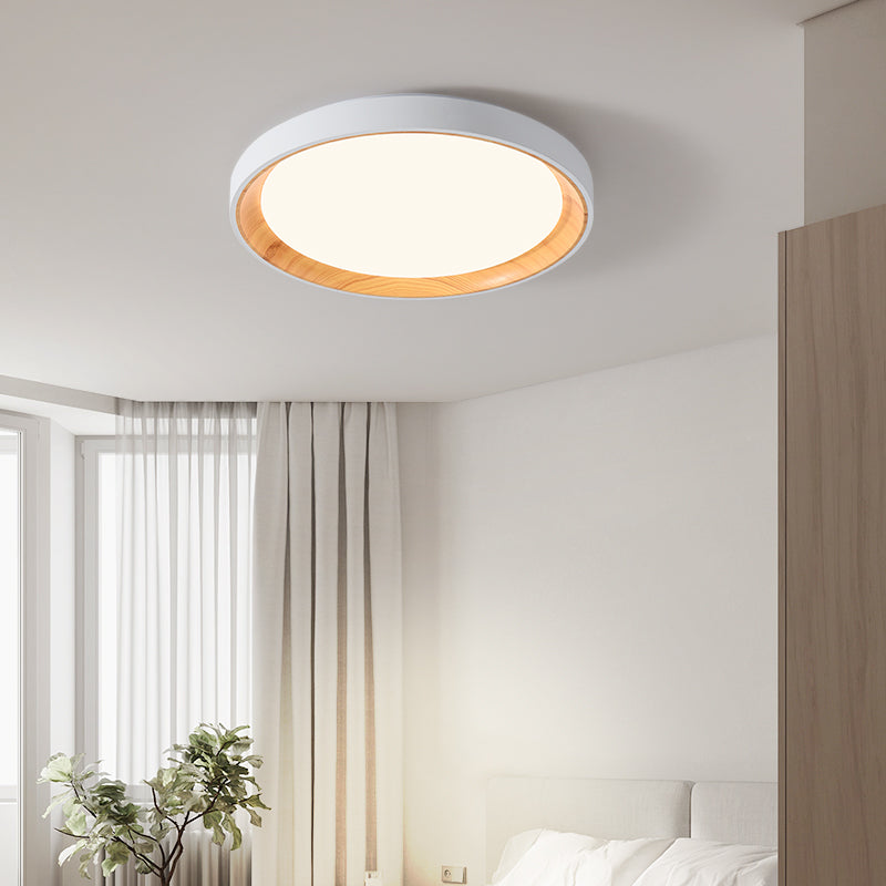Quinn Modern LED Flush Mount Ceiling Light White Wood/Acrylic Kitchen