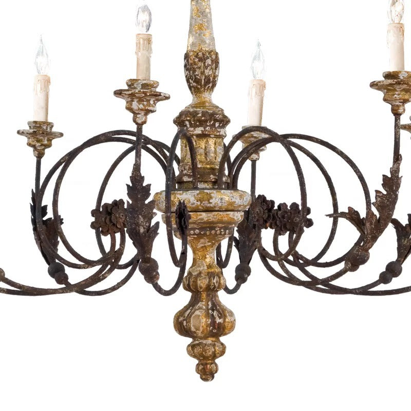 Silva Large Retro Creative Chandelier Brown Wood Metal Living Room