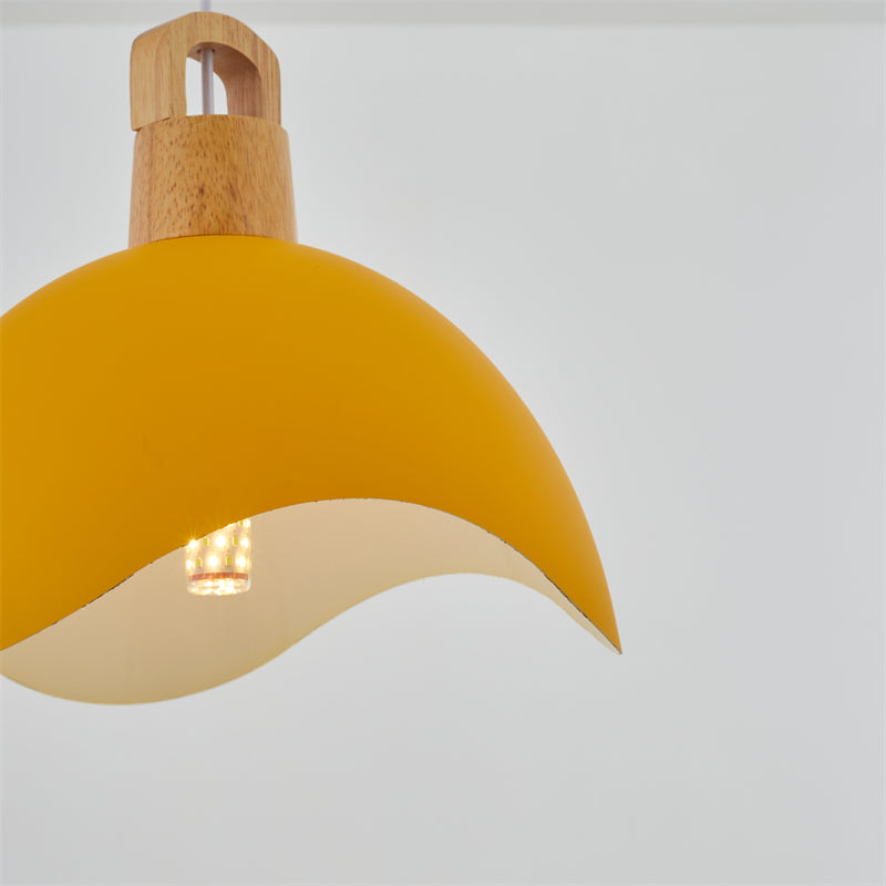 Morandi Colorful Shade Single Pendant Lights, Wood & Metal