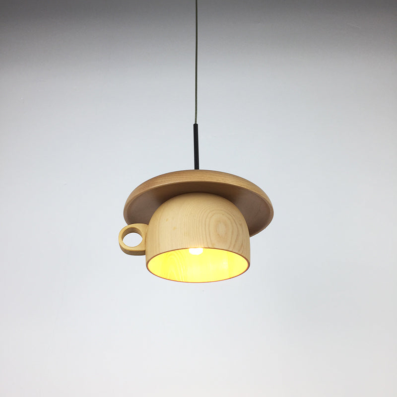 Hailie Vintage Wood Cup Pendant Light Bedroom