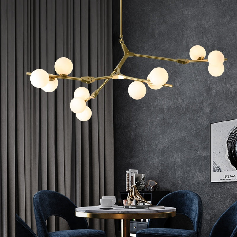 Valentina Modern LED chandelier Gold/Black Glass Living Room/Bedroom