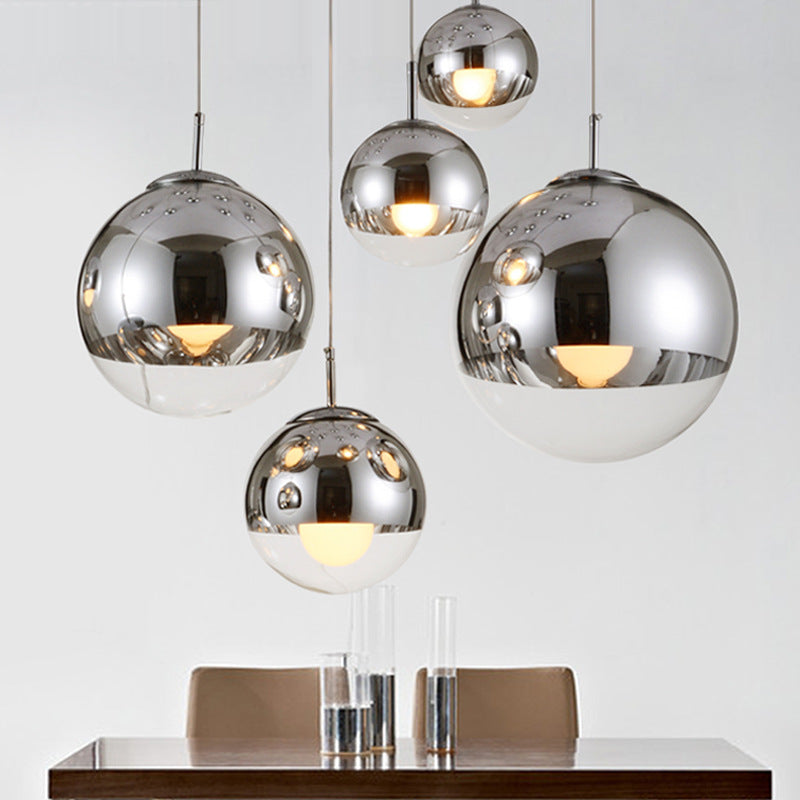 Hailie Industrial Round Metal Glass Pendant Light Living Room