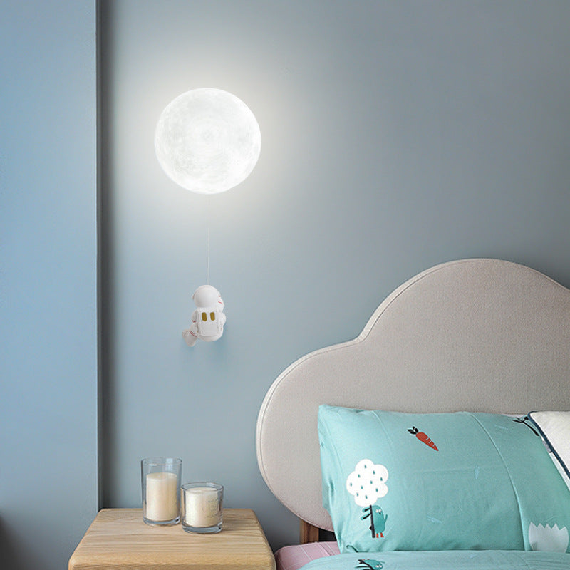 Fateh Modern Moon LED Indoor Wall Lamp White Resin Kid's Room