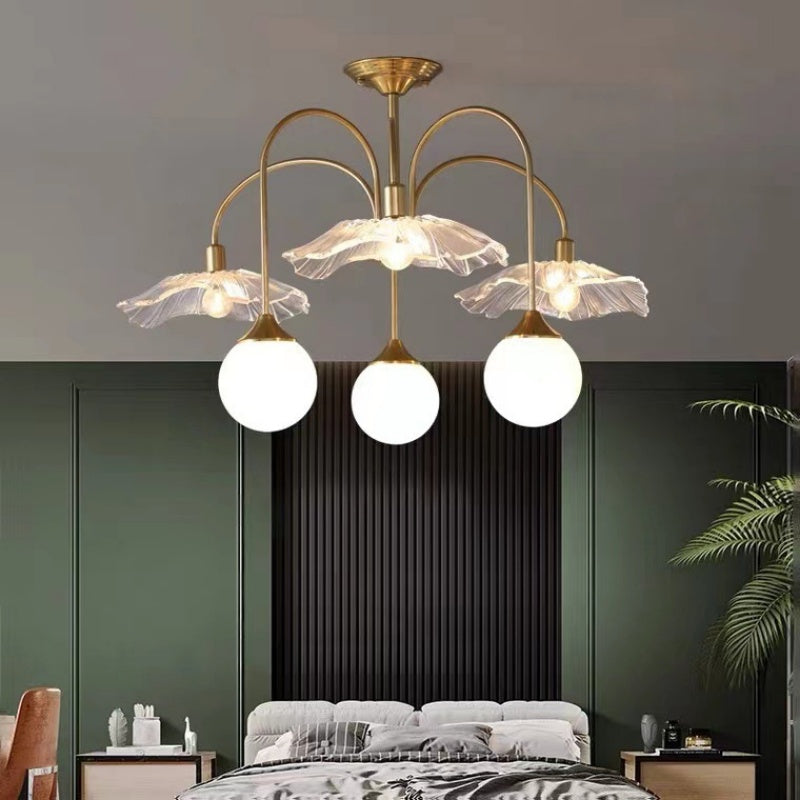 Hailie Nordic LED Chandelier Gold Glass Living/Dining Room/Bedroom