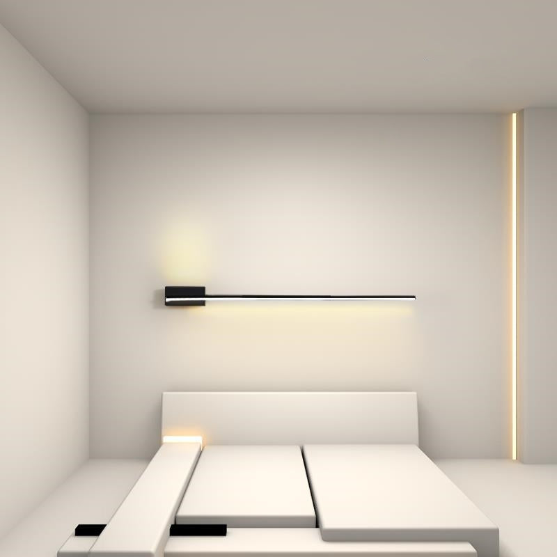 Edge Minimalist Linear Metal Vanity Wall Light, Black,  Bathroom