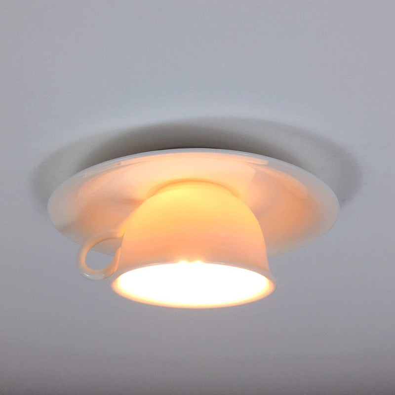 Cairns Pure Cup Ceramic Flush Mount Ceiling Light Living Room