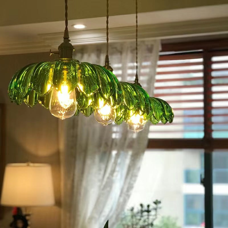 Hailie Retro LED Pendant Light Colourful Glass/Metal Flower Dining Room