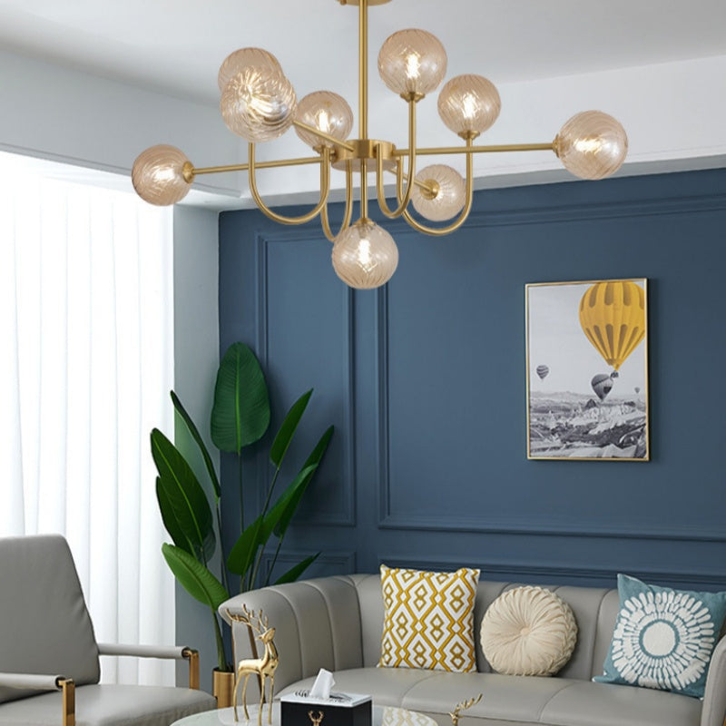 Valentina Modern LED Chandelier Gold Glass Living/Dining Room/Bedroom