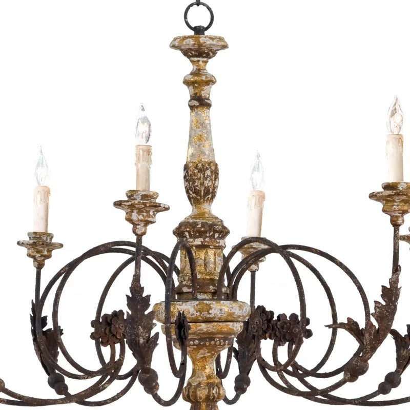 Silva Large Retro Creative Chandelier Brown Wood Metal Living Room