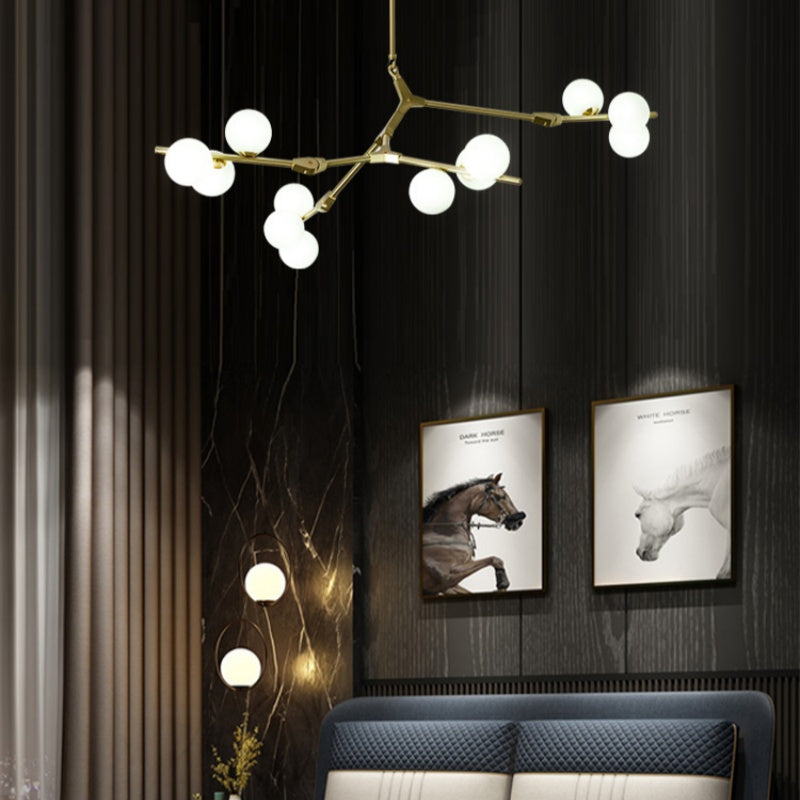 Valentina Modern LED chandelier Gold/Black Glass Living Room/Bedroom