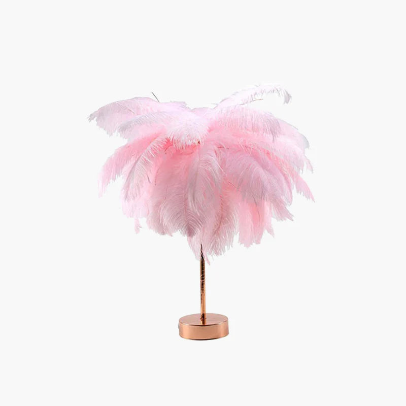 O'Moore Modern Feather Table Lamp, White/Pink