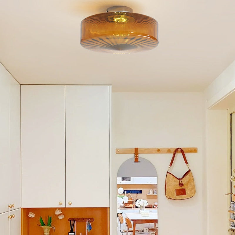 Hailie Modern Round Flush Mount Ceiling Light Metal/Glass Kitchen