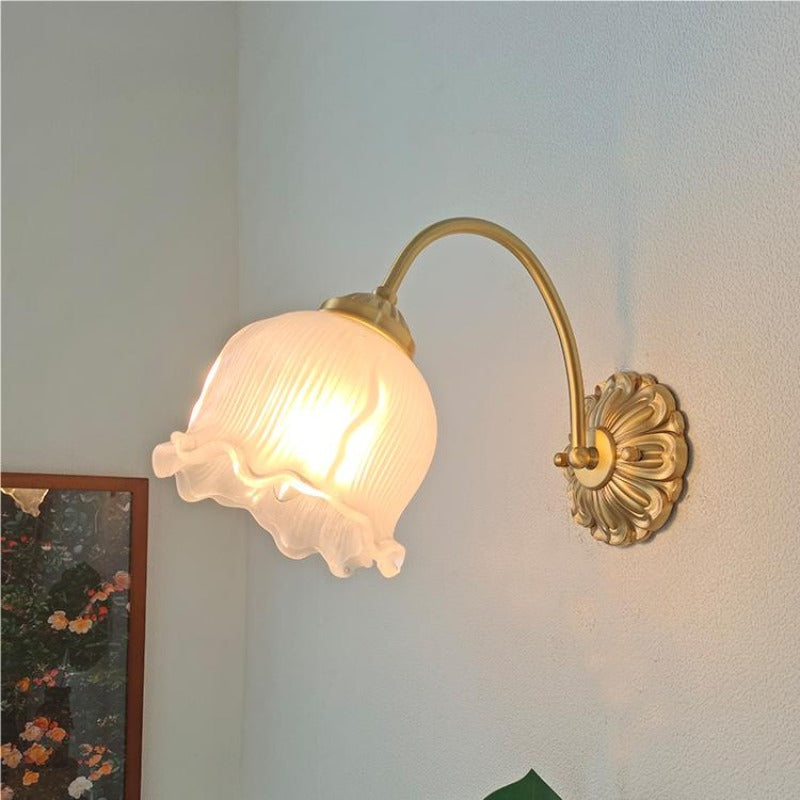 Bella Retro LED Indoor Wall Lamp Gold Metal Glass Bedroom Bedroom