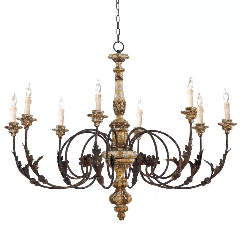 Silva Large Retro Creative Chandelier Brown Wood Metal Living Room