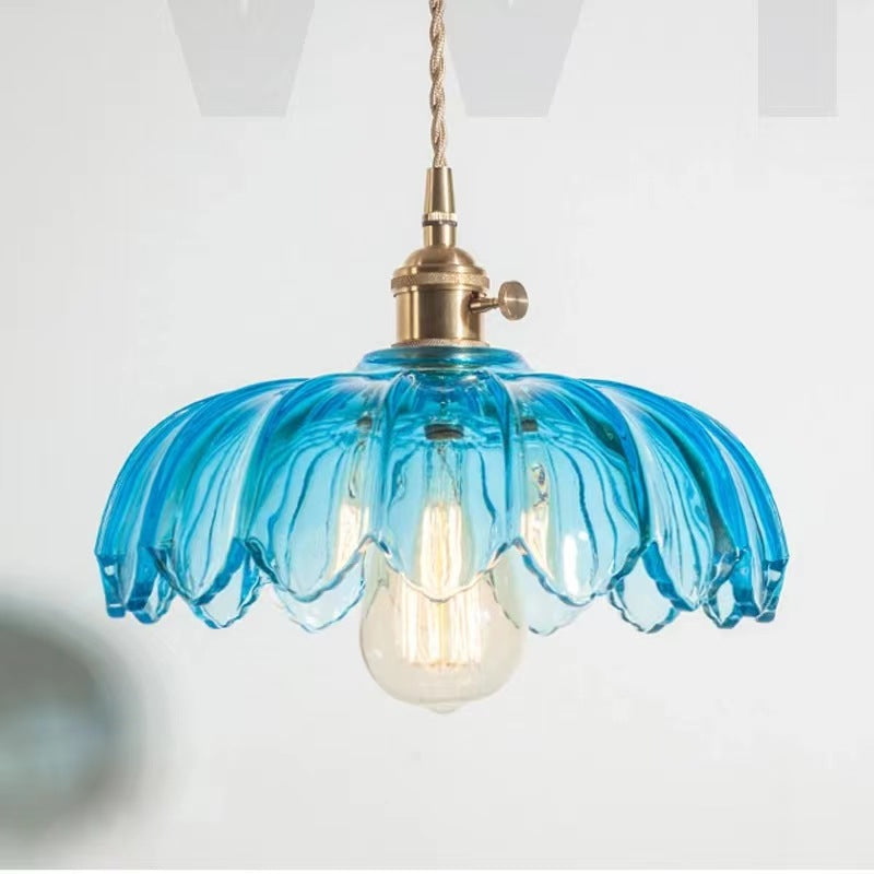 Hailie Retro LED Pendant Light Colourful Glass/Metal Flower Dining Room