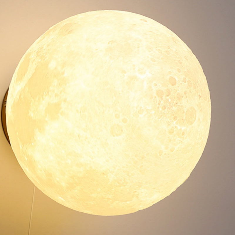 Fateh Modern Moon LED Indoor Wall Lamp White Resin Kid's Room