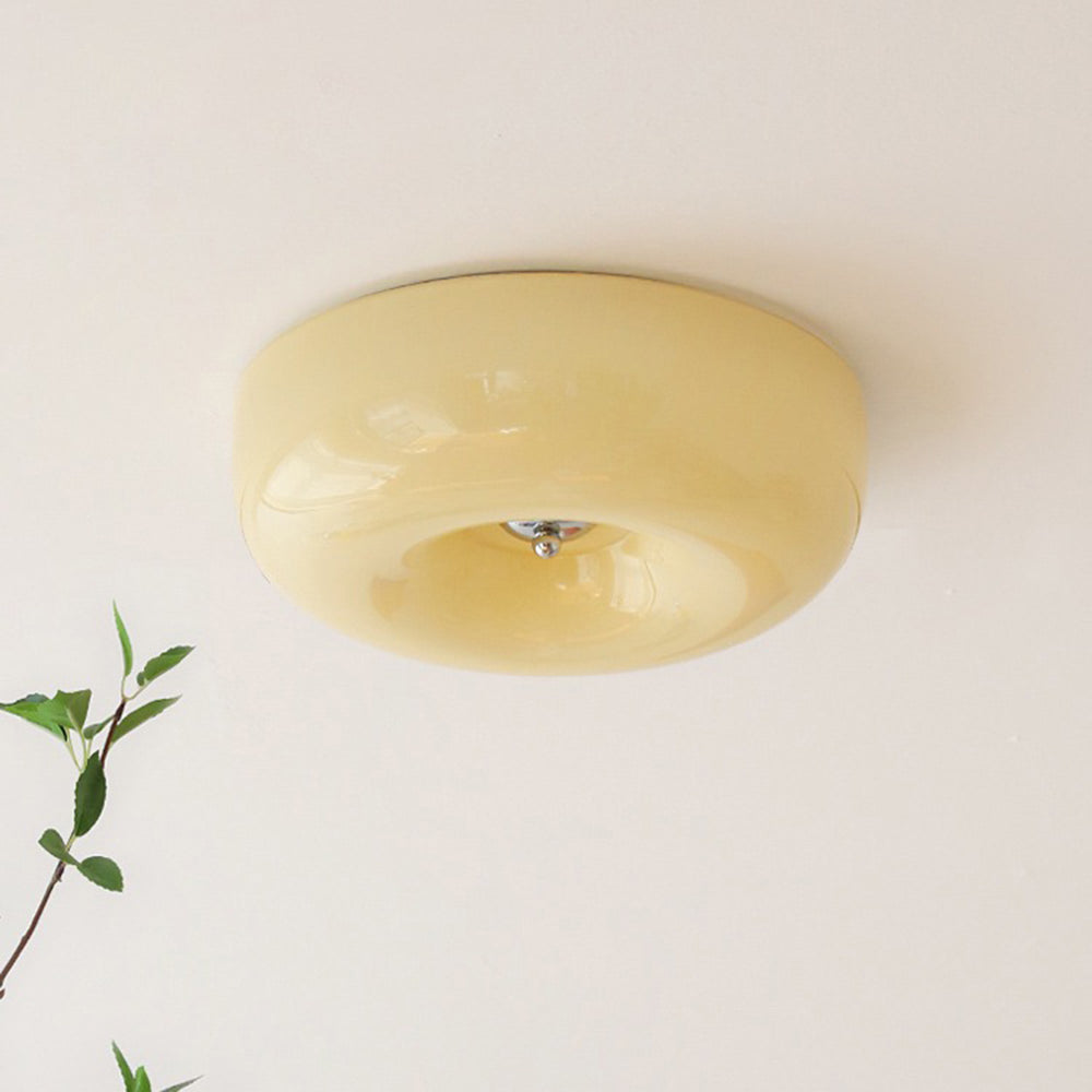 Hailie Design Simple Flush Mount Ceiling Light Cream Glass Bedroom
