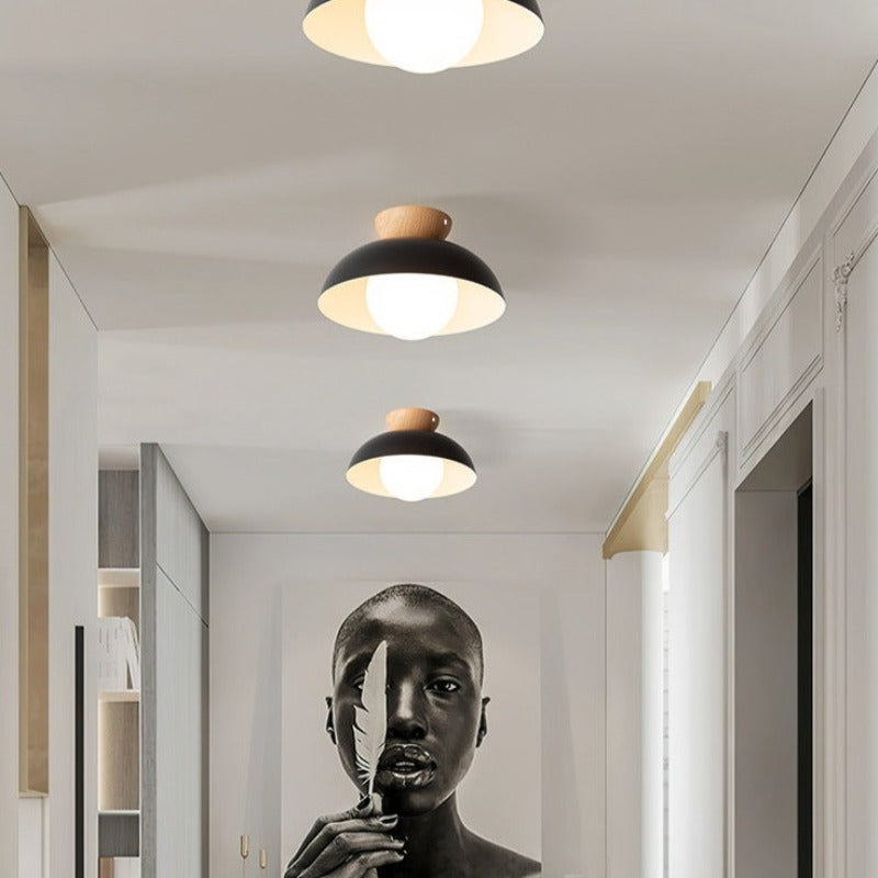 Ozawa Nordic Pendant Light/Flush Mount Ceiling Light Wood/Metal Black Kitchen Balcony