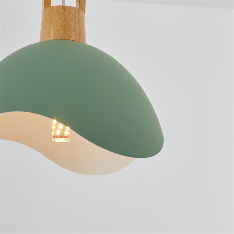 Morandi Colorful Shade Single Pendant Lights, Wood & Metal