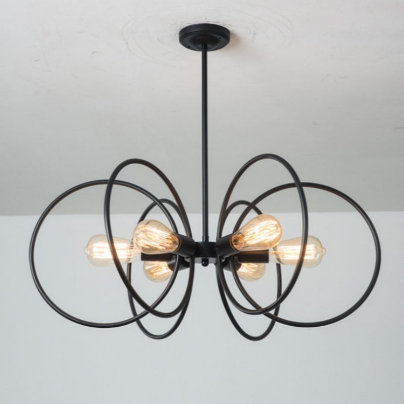 Alessio Industrial LED Chandelier Black Metal Living Room/Bedroom