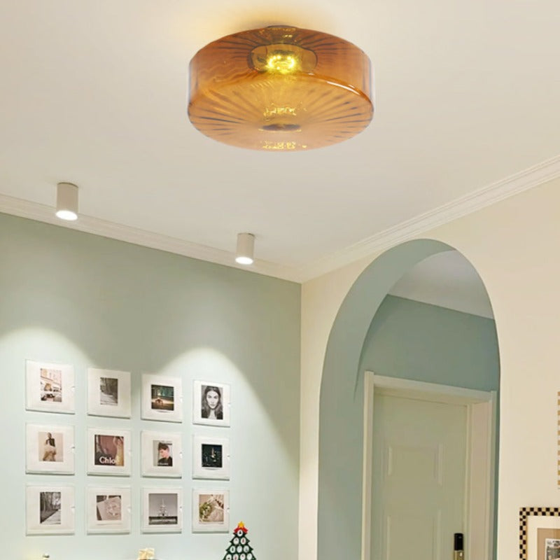 Hailie Modern Round Flush Mount Ceiling Light Metal Glass Kitchen