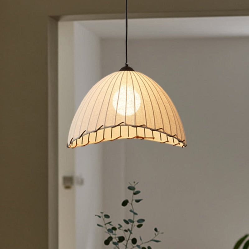 Boho Decorative LED Pendant Light Yellow Fabric Bedroom/Restaurant