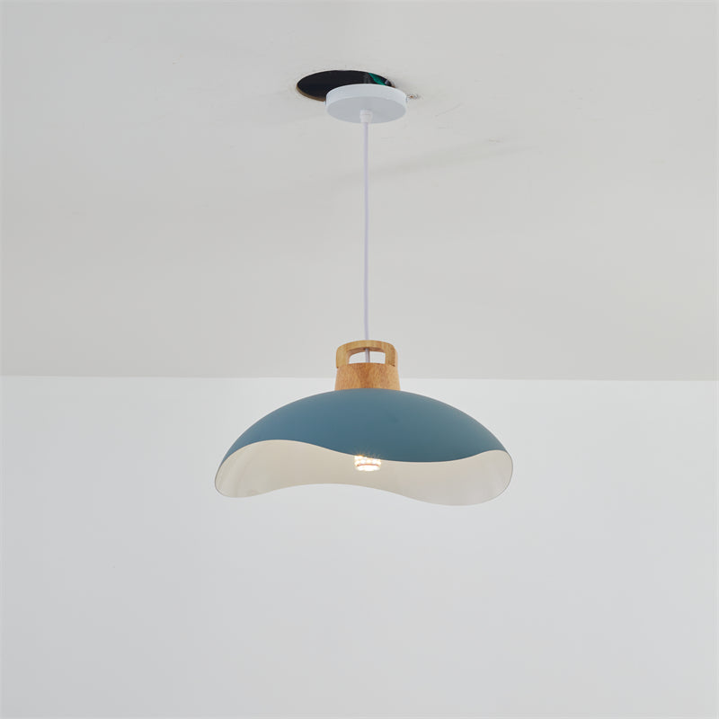 Morandi Colorful Shade Single Pendant Lights, Wood & Metal