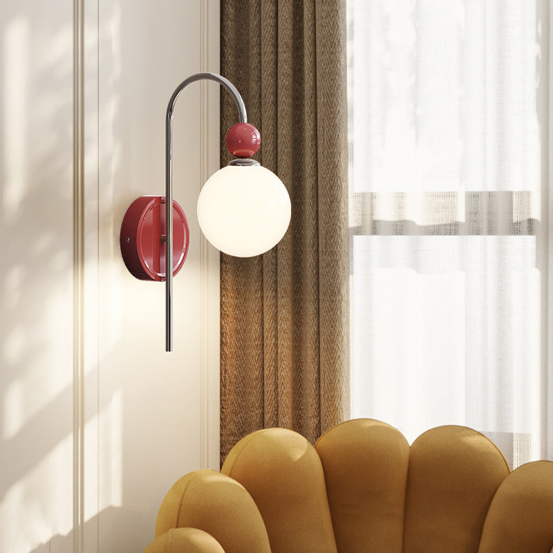 Morandi Modern LED Indoor Wall Lamp Red/Coffee Metal/Glass Bedroom