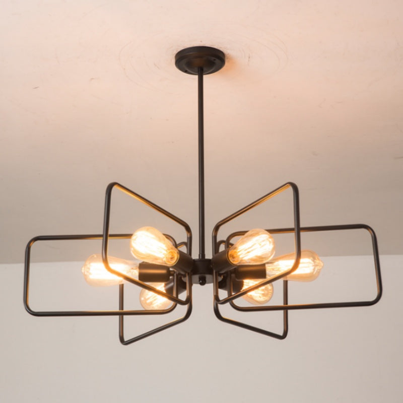 Alessio Industrial LED Chandelier Black Metal Living Room/Bedroom