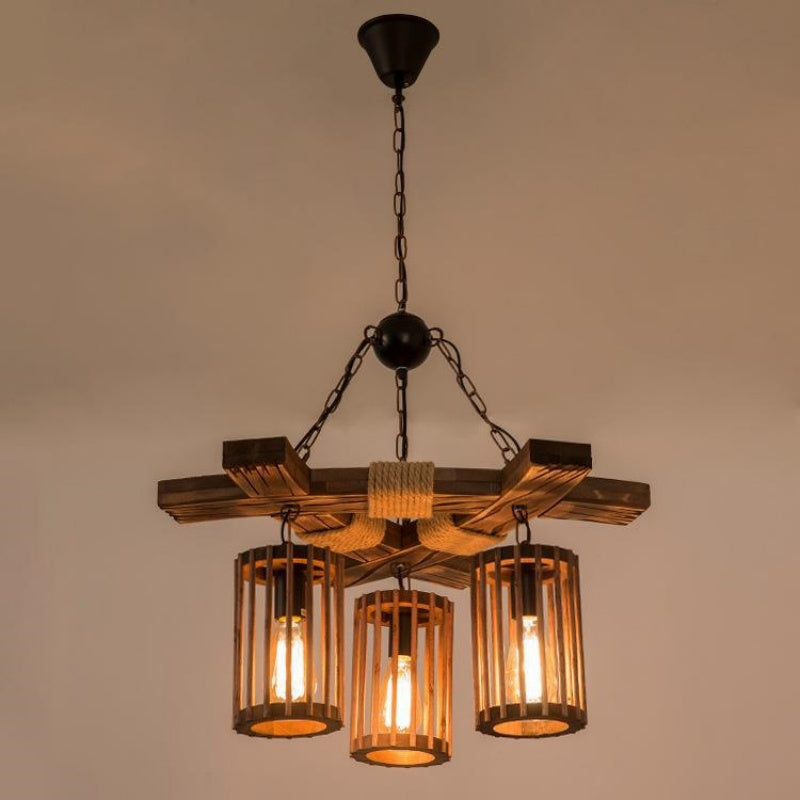 Austin Retro LED Chandelier Wood Restaurant/Living Room/Bar