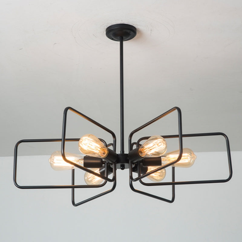 Alessio Industrial LED Chandelier Black Metal Living Room/Bedroom