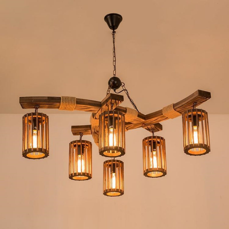 Austin Retro LED Chandelier Wood Restaurant/Living Room/Bar