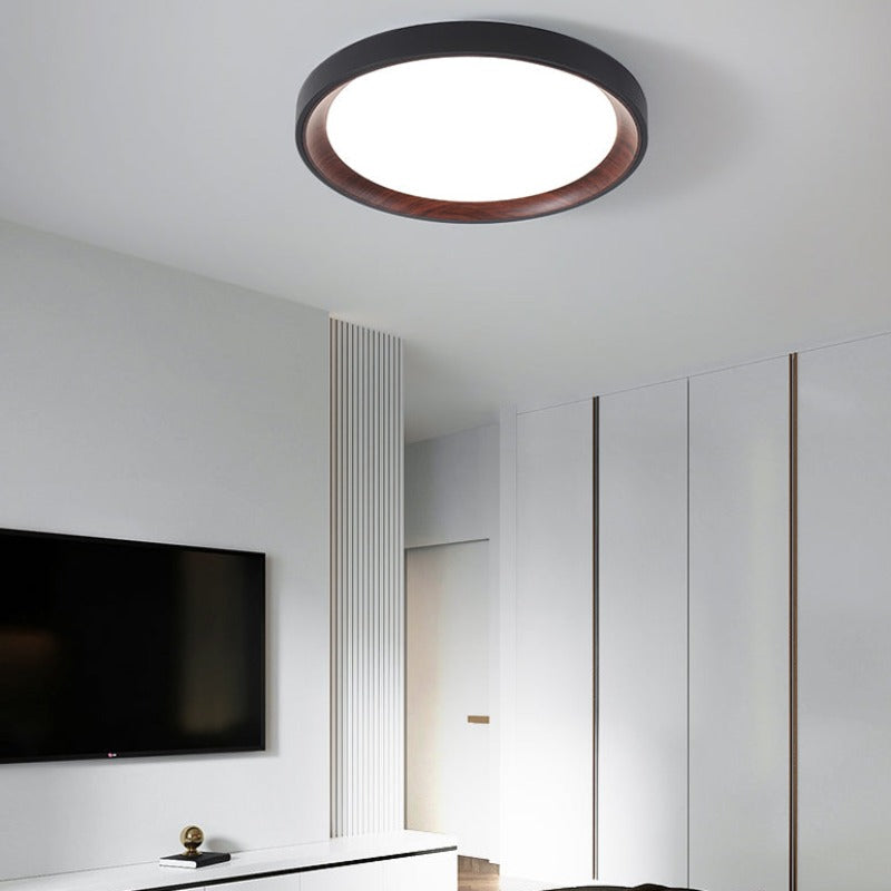 Quinn Modern LED Flush Mount Ceiling Light White Wood/Acrylic Kitchen